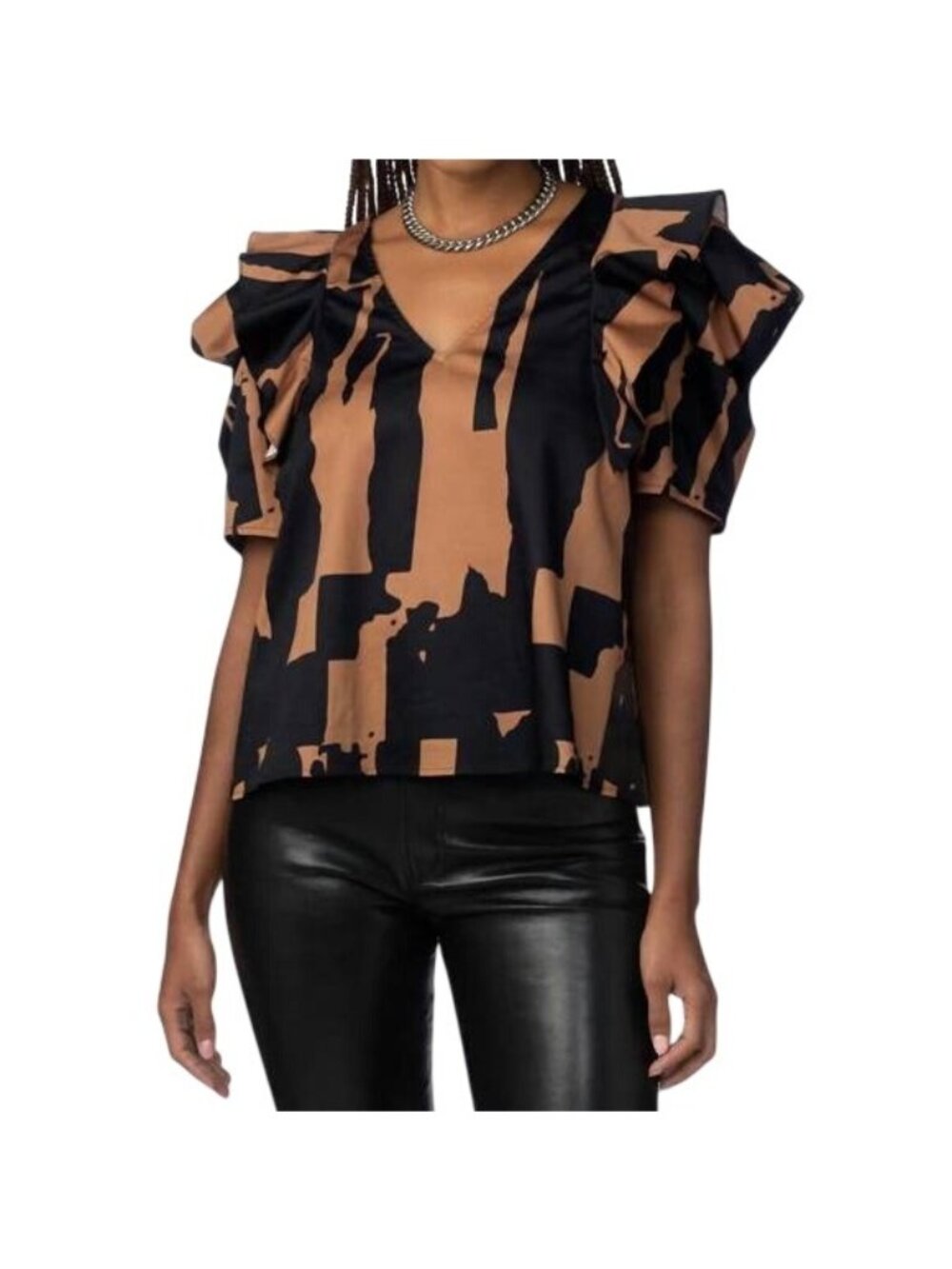 NEW Crosby by Mollie Burch Stella Top in Cotswold Vneck Ruffle Womens Large